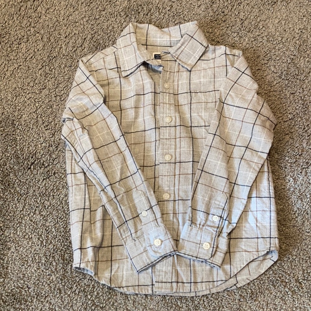 Janie and Jack Button Down. Boys size 5. Grey Plaid